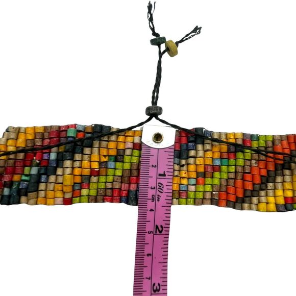 Rainbow Beaded Bracelet Pull Tighten Handmade Woven Adjustable Lightweight Boho - Picture 8 of 15